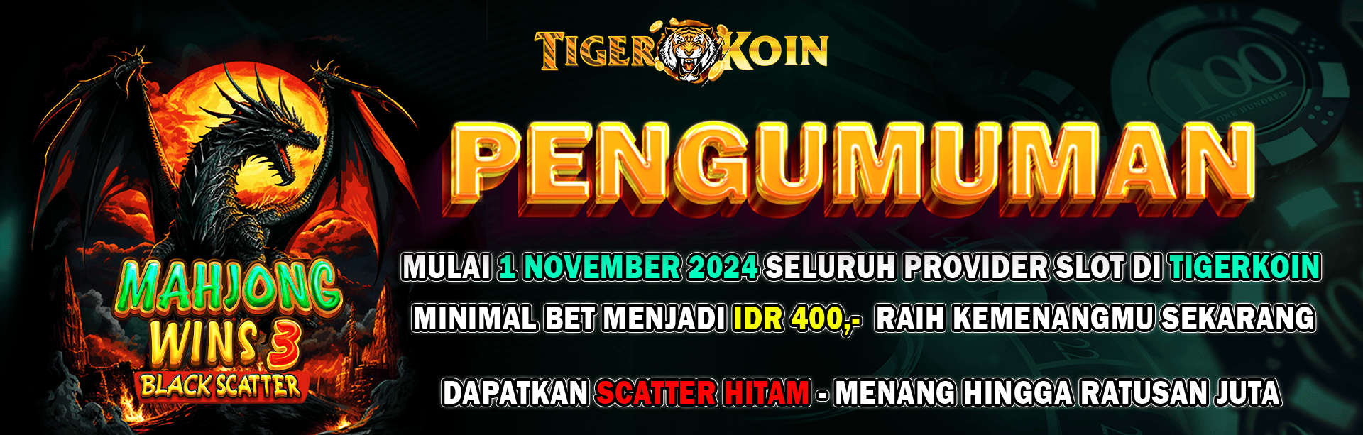 Tigerkoin - Pengumuman Penting Bet 400 di Tigerkoin